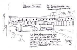 Diplom - Der Ort und sein Einfluss auf das Gebäude - Skizze Florenz - Ponte Vecchio
